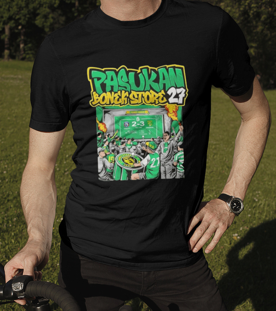 Pasukan Bonek Store 27 Persebaya Surabaya Football Fans 2 3 Match Celebration T-Shirt