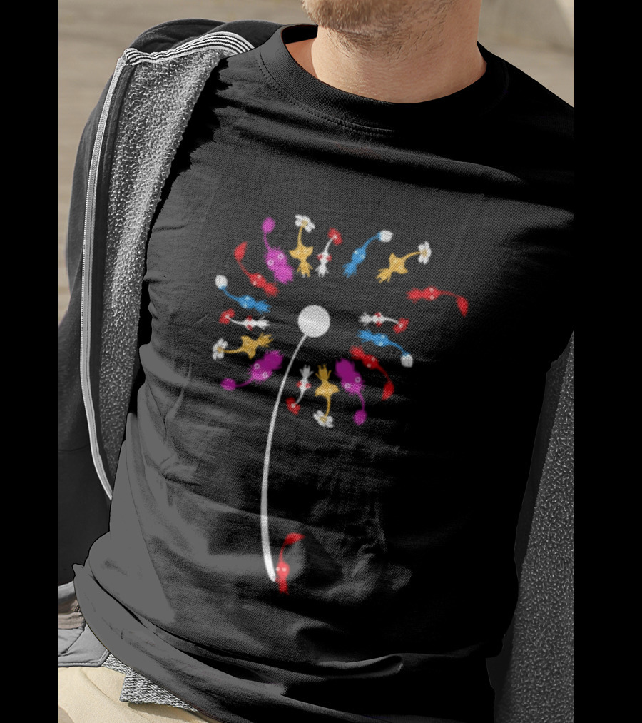 Pikmin Dandelion Flower With Colorful Game Characters Nature T-Shirt