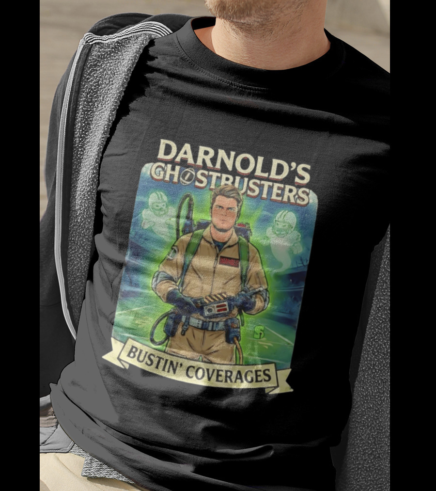 Darnold's Ghostbusters Bustin' Coverages Paranormal NFL Football Action T-Shirt