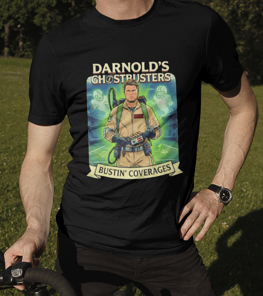 Darnold's Ghostbusters Bustin' Coverages Paranormal NFL Football Action T-Shirt