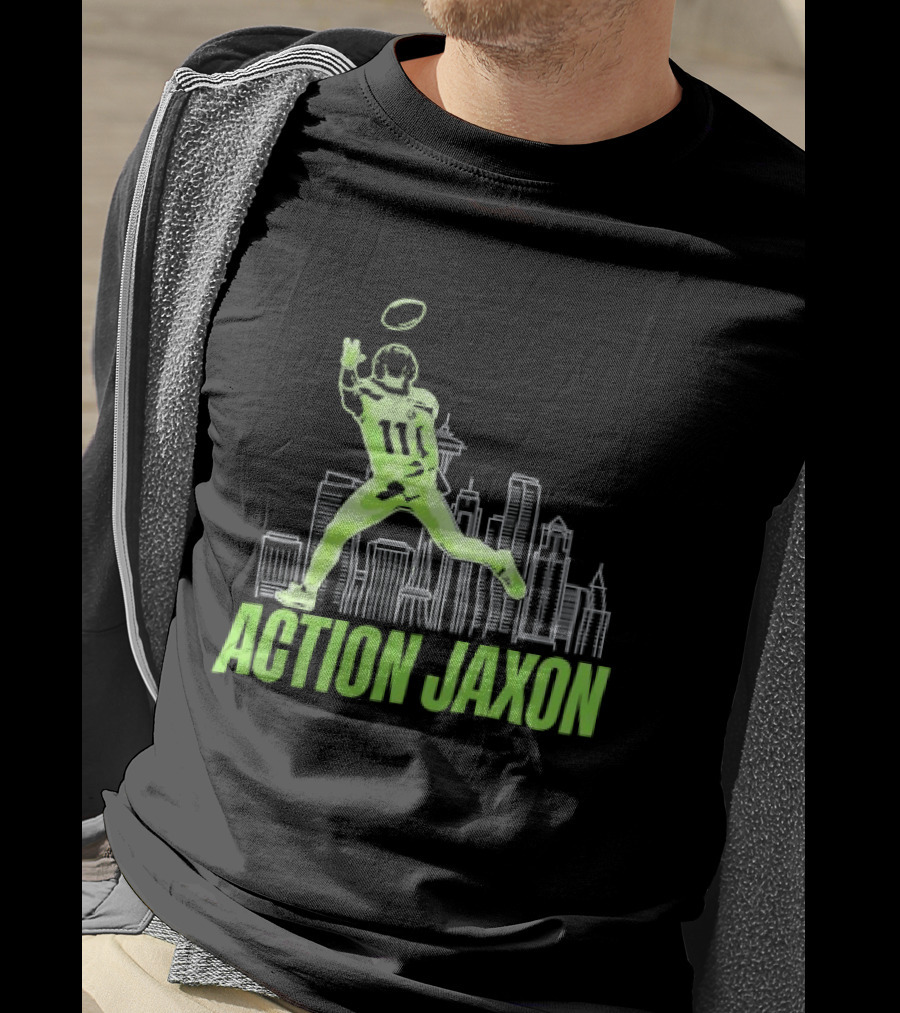 Seattle Football Jaxon Smith Njigba Action Jaxon Skyline T-Shirt
