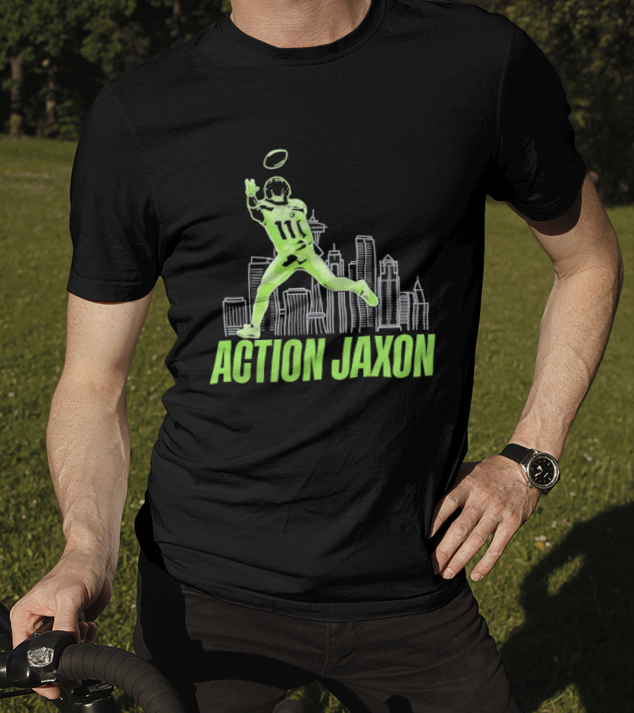 Seattle Football Jaxon Smith Njigba Action Jaxon Skyline T-Shirt