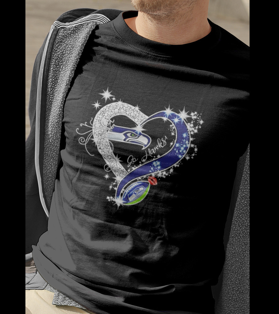 Seattle Seahawks Go Hawks Heart Stars Football Fan Love T-Shirt