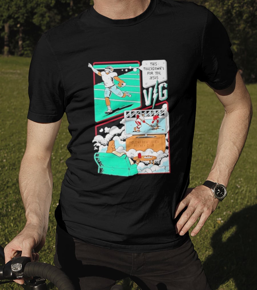 This Touchdowns For You Jesus Violent Gentlemen Hockey Club V/G T-Shirt
