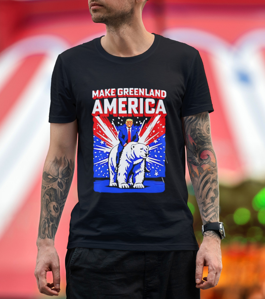 Make Greenland America Trump Riding Polar Bear T-Shirt
