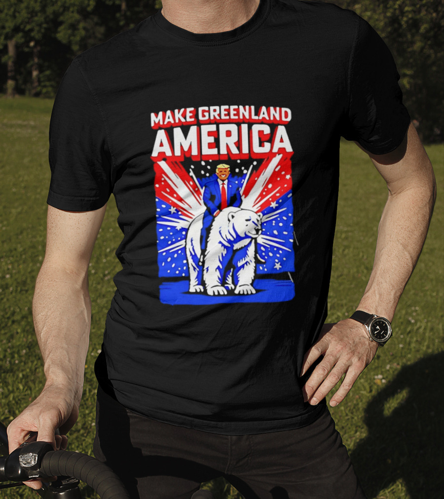 Make Greenland America Trump Riding Polar Bear T-Shirt