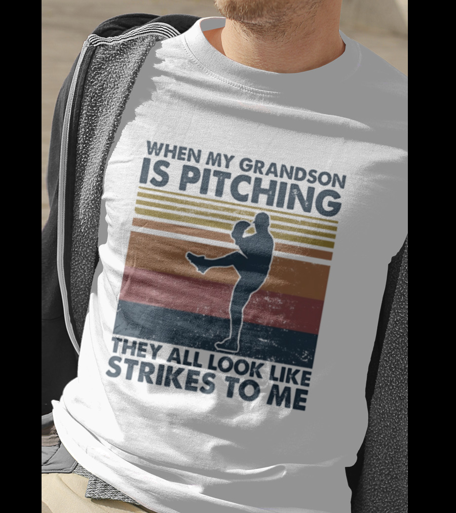 Grandson Pitching Baseball Strikes T-Shirt