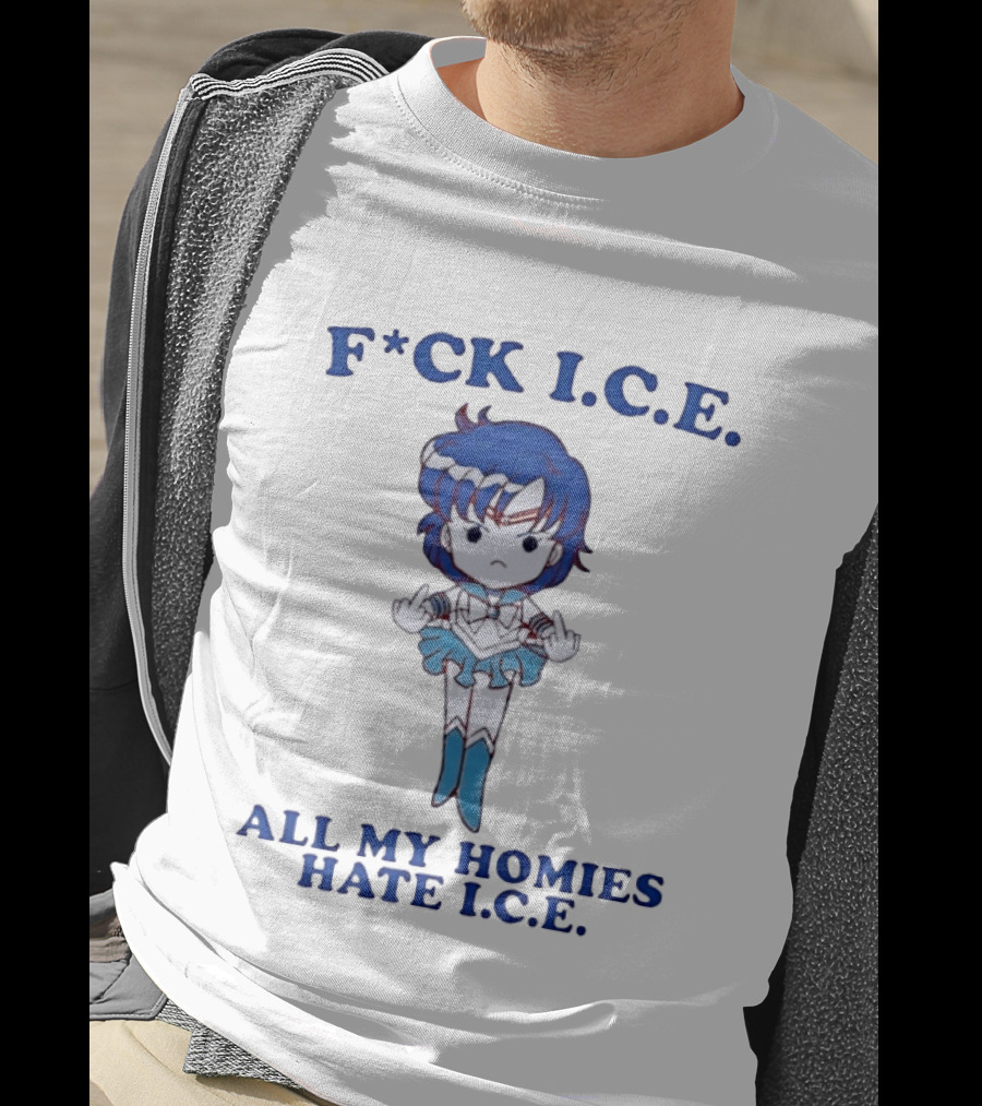 F*ck I.C.E. All My Homies Hate I.C.E. Sailor Mercury Middle Fingers T-Shirt