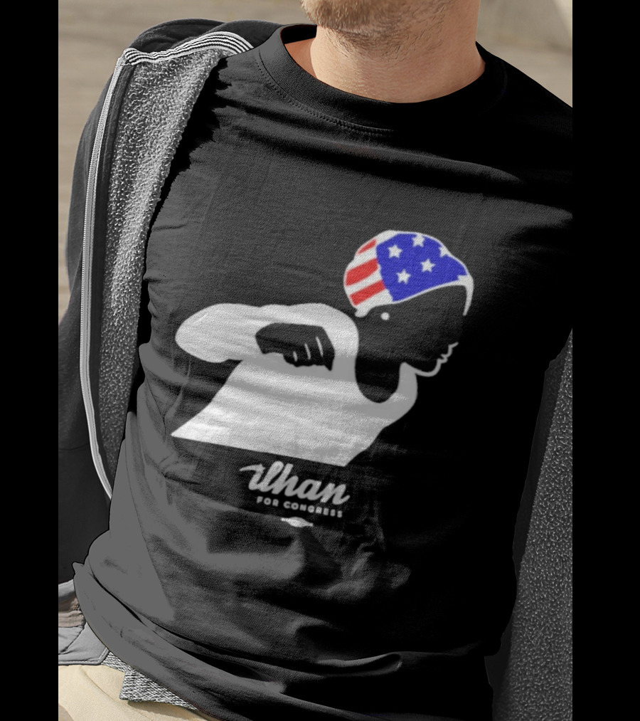 Ilhan For Congress Patriotic Runner Icon Don't Let Bullies Win T-Shirt