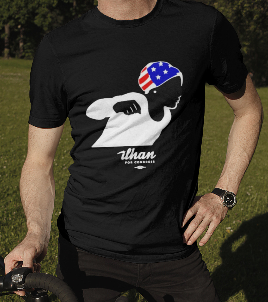 Ilhan For Congress Patriotic Runner Icon Don't Let Bullies Win T-Shirt