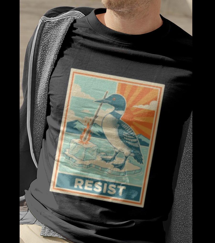 Loon Resist Climate Change Minnesota ICE Nature Conservation T-Shirt