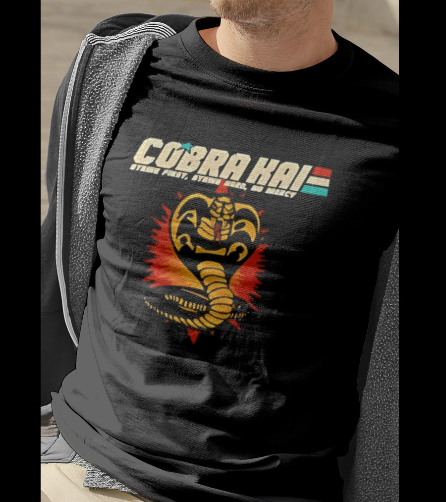 Cobra Kai Strike First Strike Hard No Mercy Iconic Cobra T-Shirt