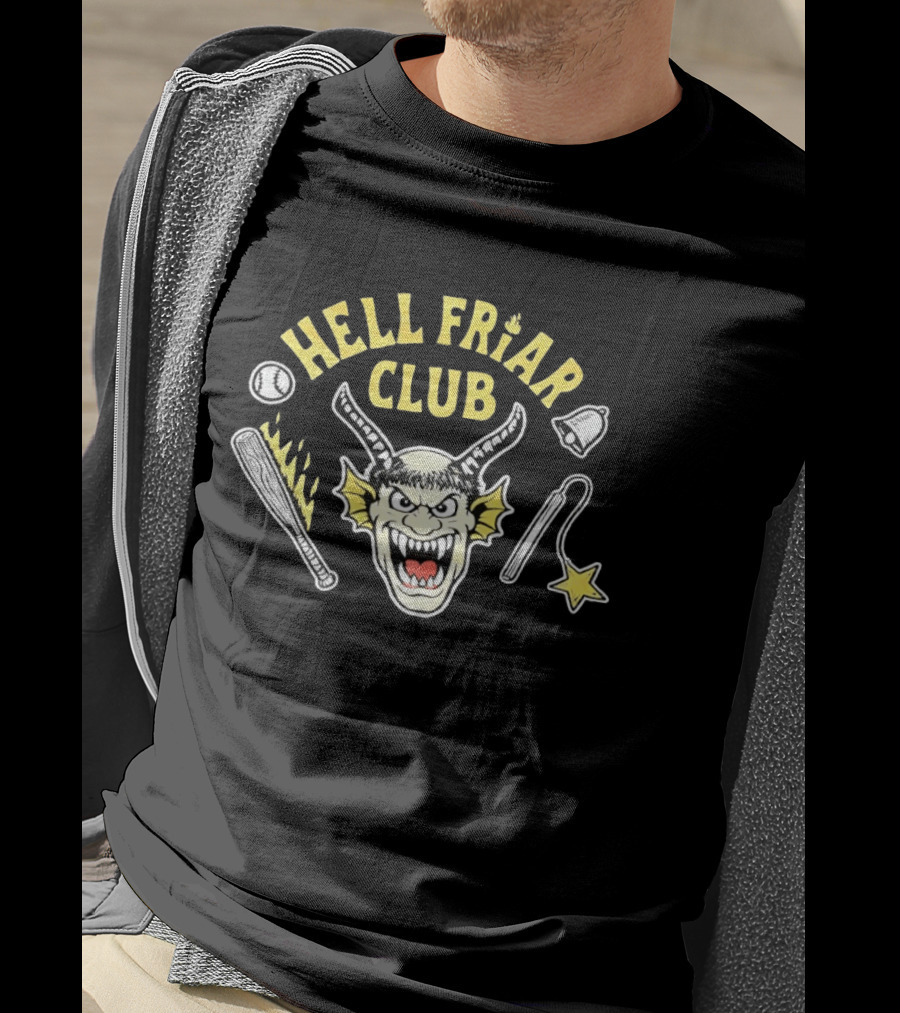 Hell Friar Club Baseball Bat Devil Bell Star T-Shirt
