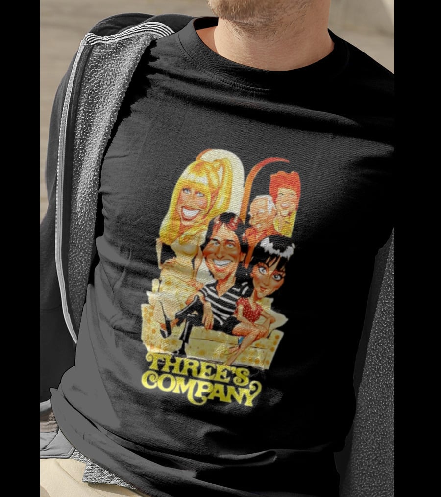 Threes Company 70s Caricature Cast Retro Sitting Couch T-Shirt