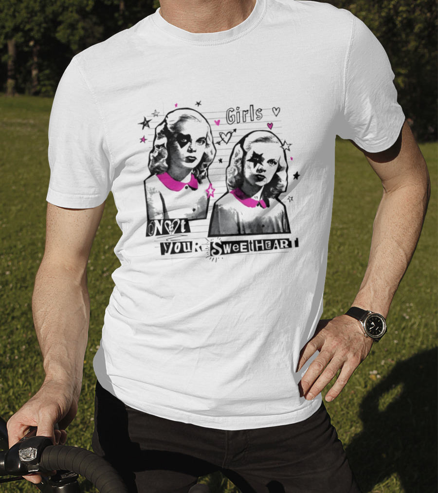 Girls Not Your Sweetheart Retro Pink Collar Twins T-Shirt