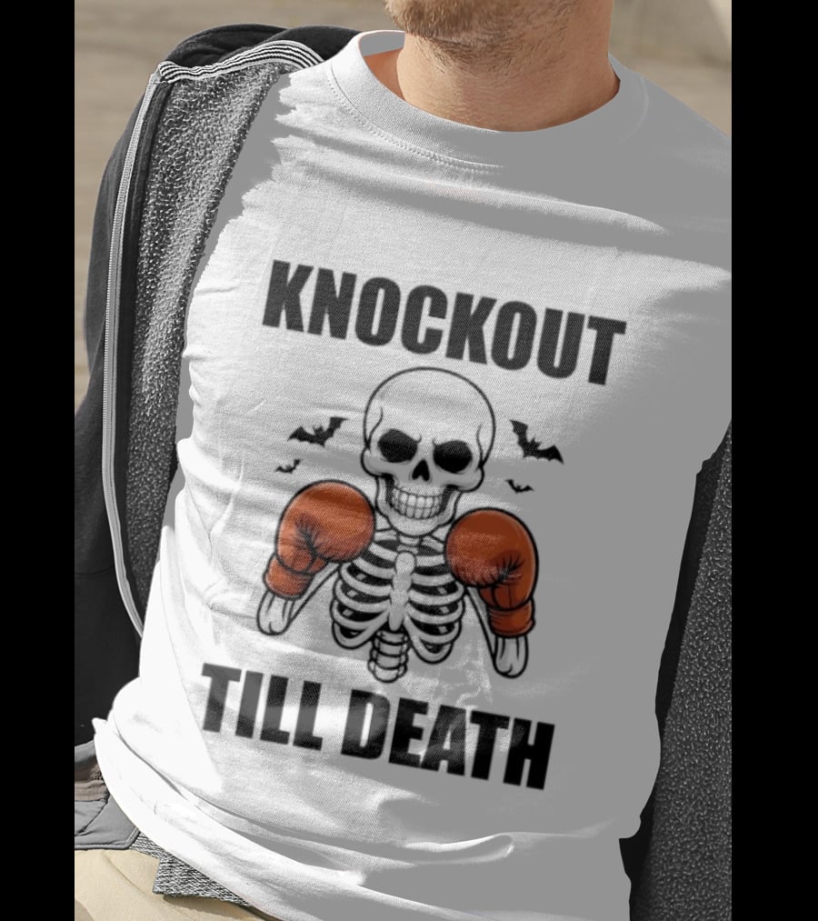 Knockout Till Death Skeleton With Boxing Gloves And Bats T-Shirt