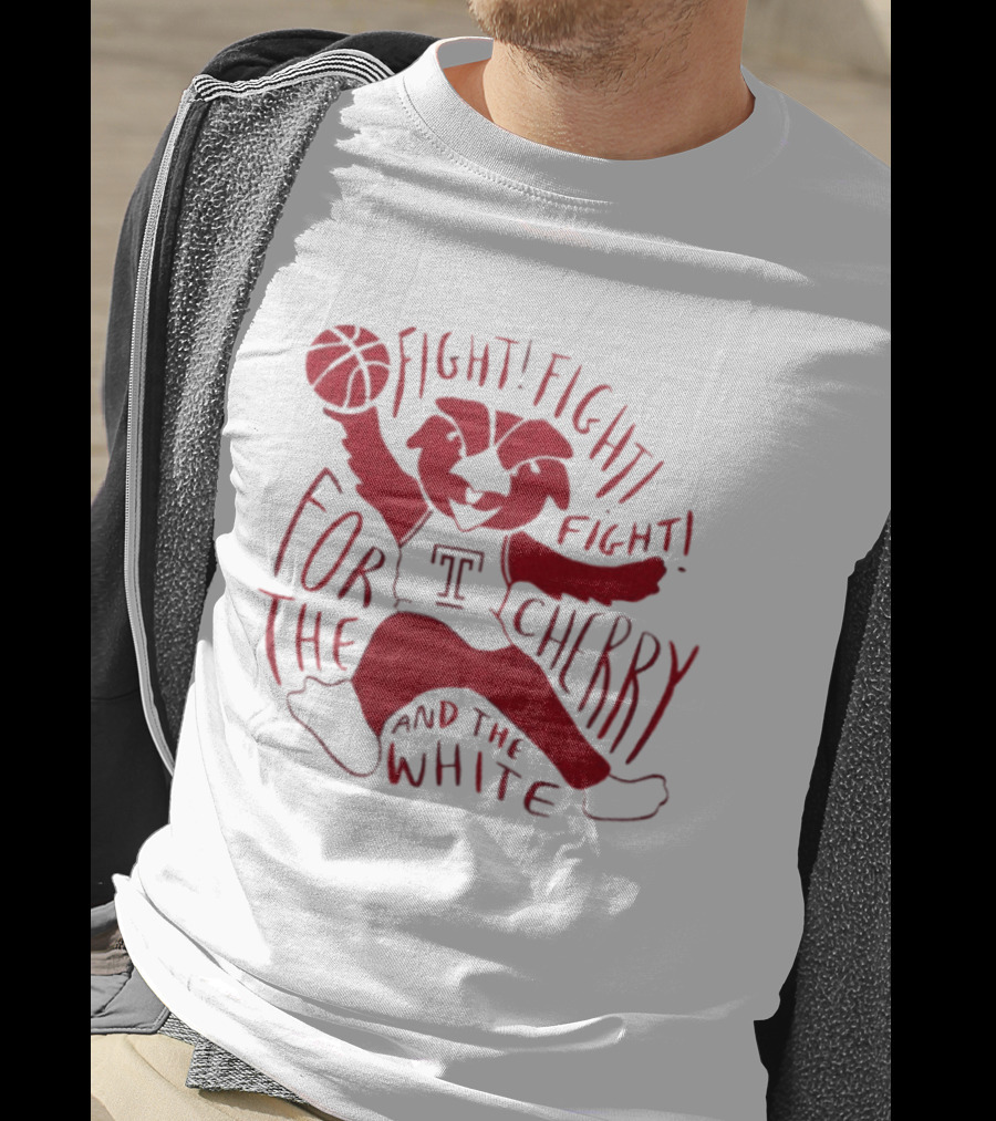 Temple Owls Mascot Fight For The Cherry And The White T-Shirt