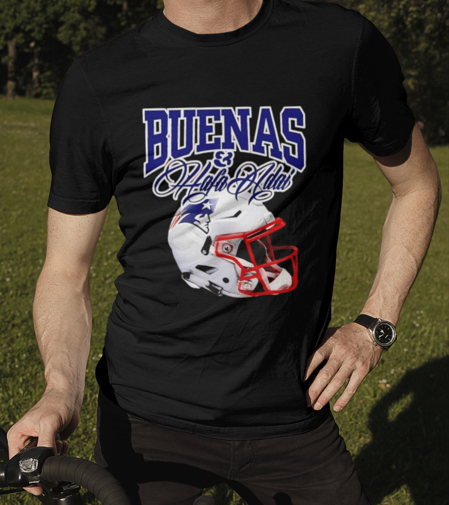 Buenas Hafa Adai New England Patriots Football Helmet T-Shirt