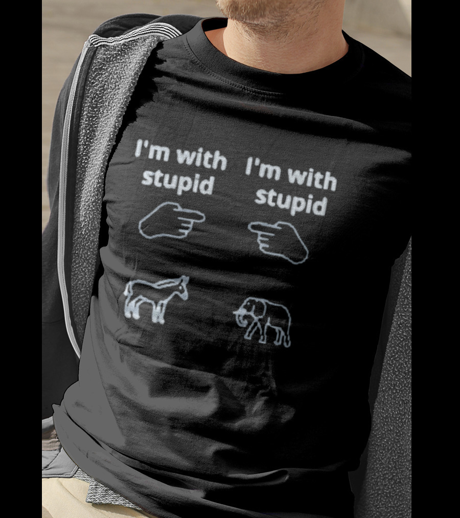 I'm With Stupid Donkey Elephant Political Humor T-Shirt