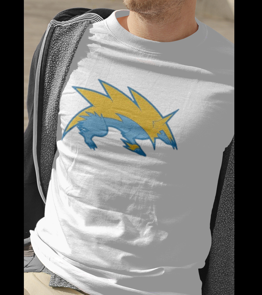 Blue Yellow Electric Wolf Lightning Creature T-Shirt