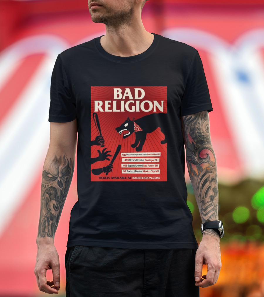 Bad Religion Tour 2026 Latin America Dates Buenos Aires Santiago São Paulo Mexico City T-Shirt