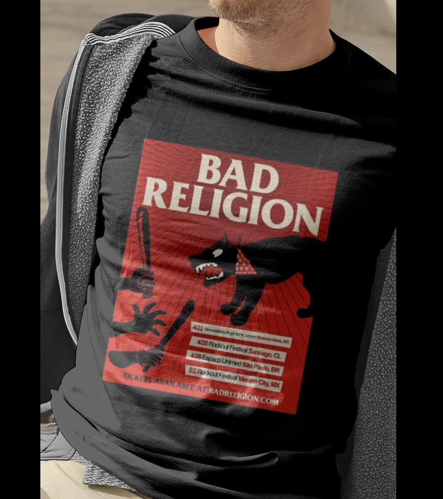 Bad Religion Tour 2026 Latin America Dates Buenos Aires Santiago São Paulo Mexico City T-Shirt