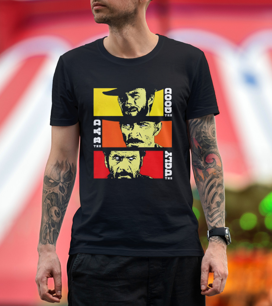 The Good The Bad The Ugly Cat Vertical Pop T-Shirt