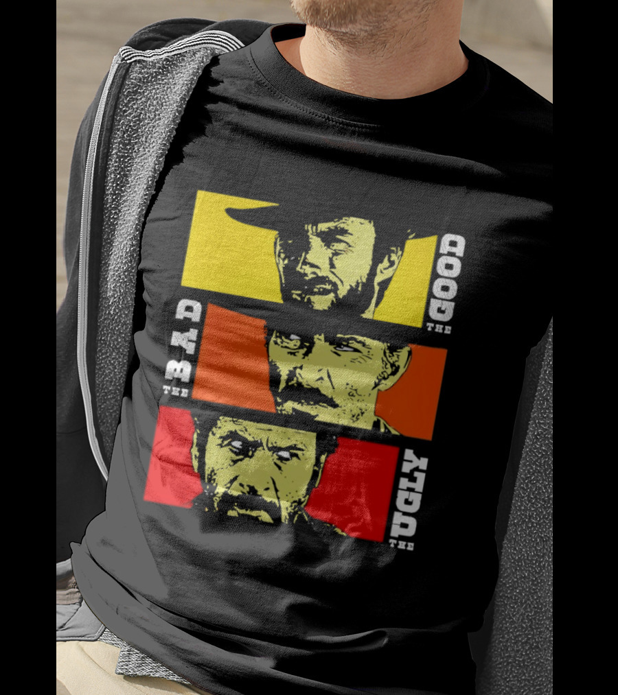 The Good The Bad The Ugly Cat Vertical Pop T-Shirt