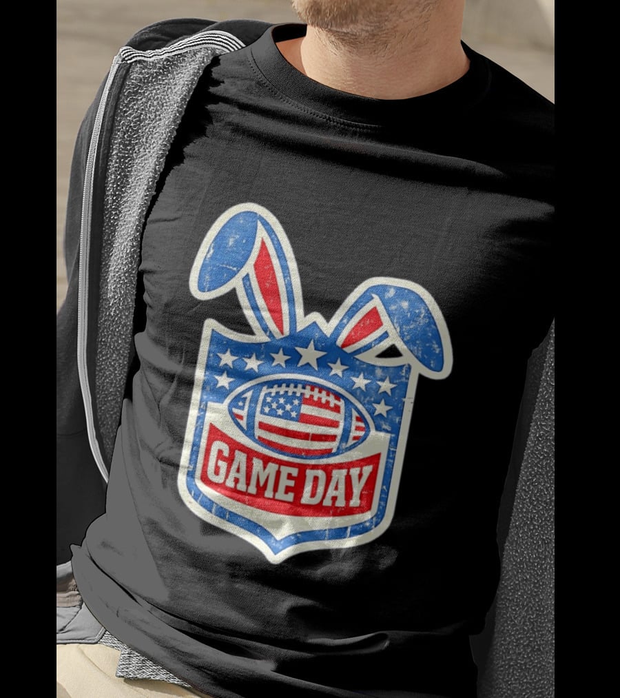 Easter Football Game Day American Bad Bunny Stars Stripes T-Shirt