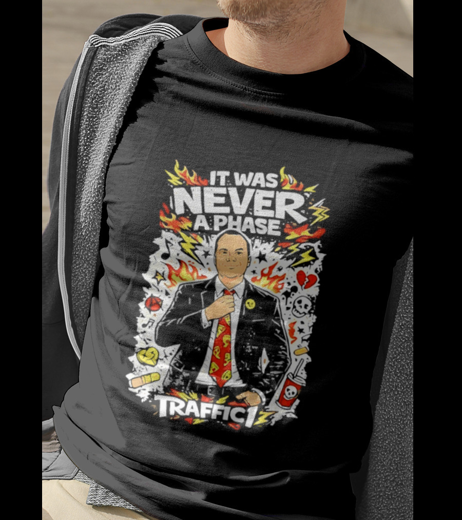 It Was Never A Phase Pop Punk Forever Fire Flames Pizza Hearts T-Shirt