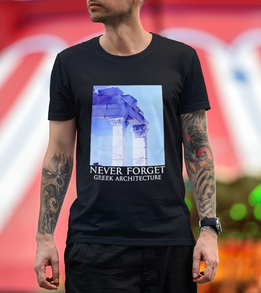 Never Forget Greek Architecture Two Columns T-Shirt
