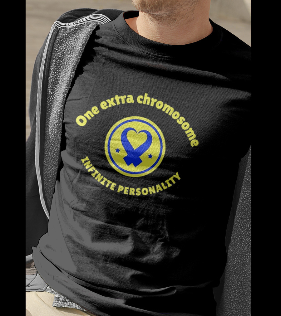 One Extra Chromosome Infinite Personality Heart Ribbon T-Shirt