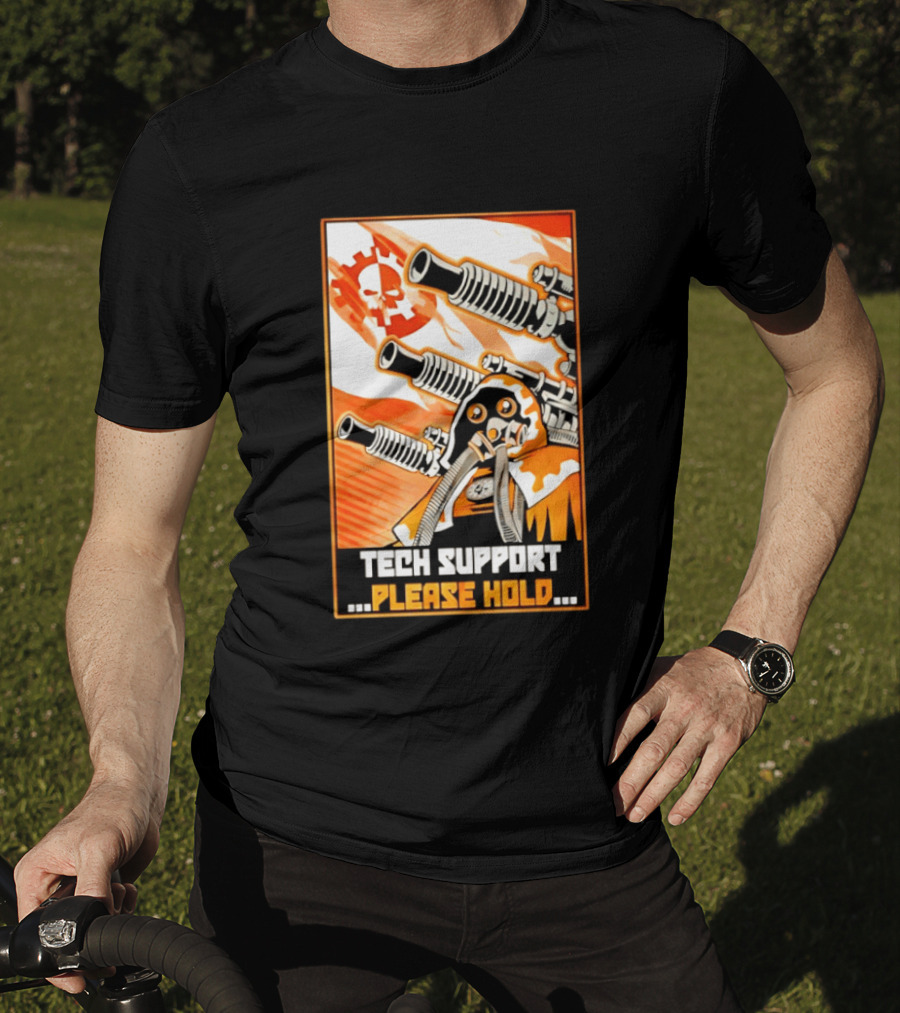 Tech Support Please Hold Skull And Crossbones With Retro Helmets And Cannons T-Shirt