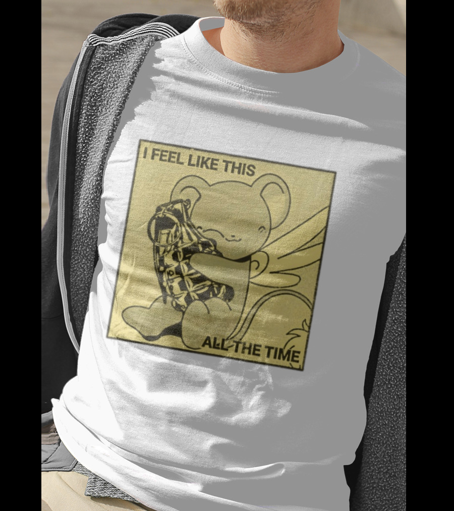 I Feel Like This All The Time Cute Winged Bear Hugging Grenade T-Shirt