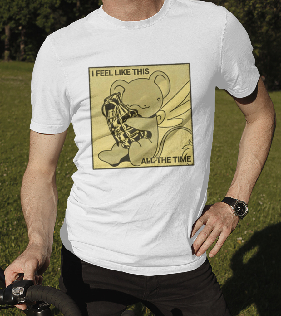 I Feel Like This All The Time Cute Winged Bear Hugging Grenade T-Shirt
