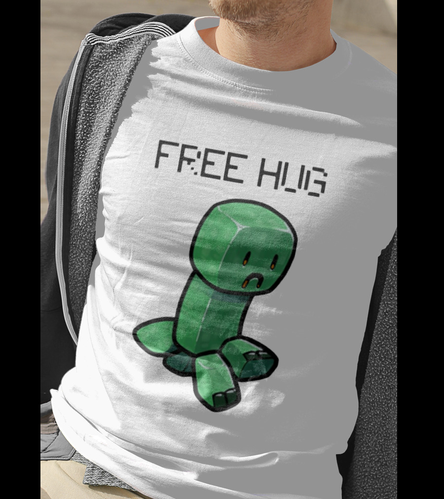 Sad Creeper Free Hug Pixel Art Fandom Humor T-Shirt