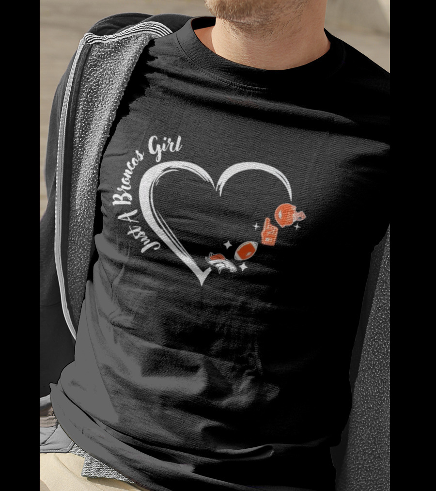 Denver Broncos Girl Heart And Football Helmet Fan T-Shirt