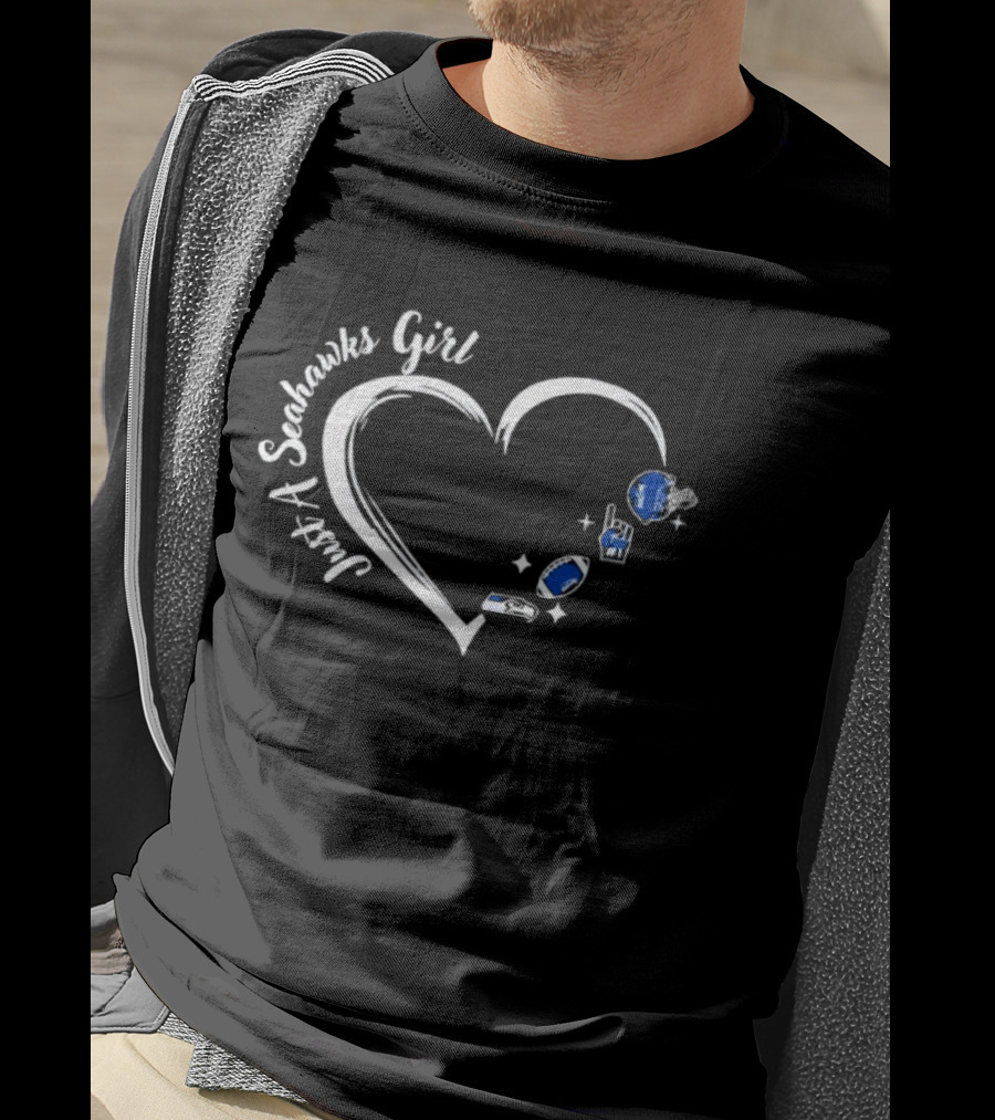 Seahawks Girl Heart Football Just A Seattle Fan T-Shirt