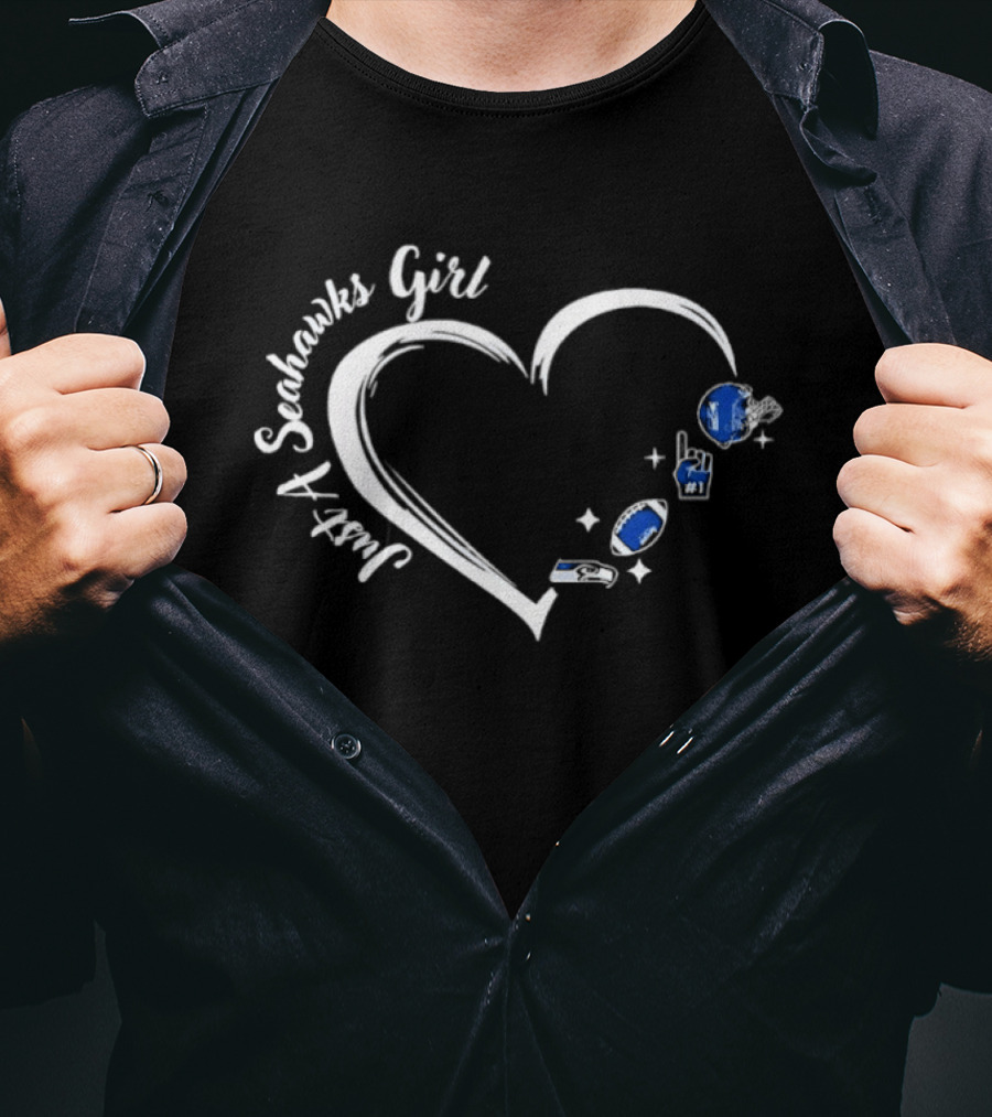 Seahawks Girl Heart Football Just A Seattle Fan T-Shirt