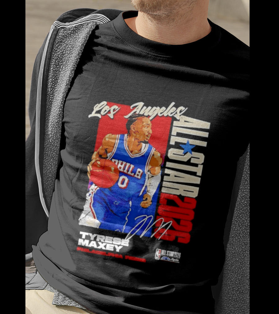 Los Angeles All Star 2026 Tyrese Maxey Philadelphia 76ers NBA Player T-Shirt