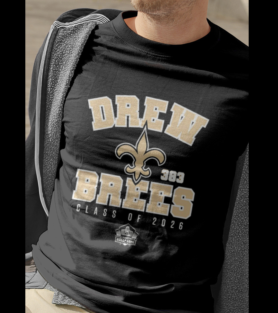 Drew Brees New Orleans Saints 2026 Pro Football Hall Of Fame Fleur De Lis T-Shirt