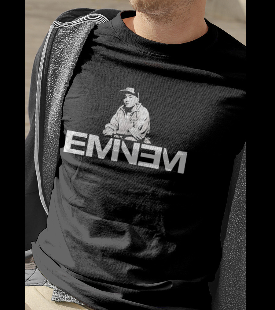 Eminem Classic Sitting Pose With White T-Shirt