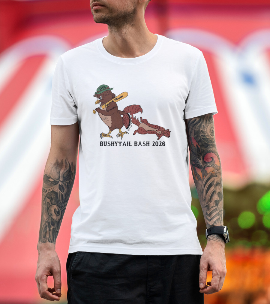 Bushytail Bash 2026 THA Squirrel Masher Owl Baseball T-Shirt