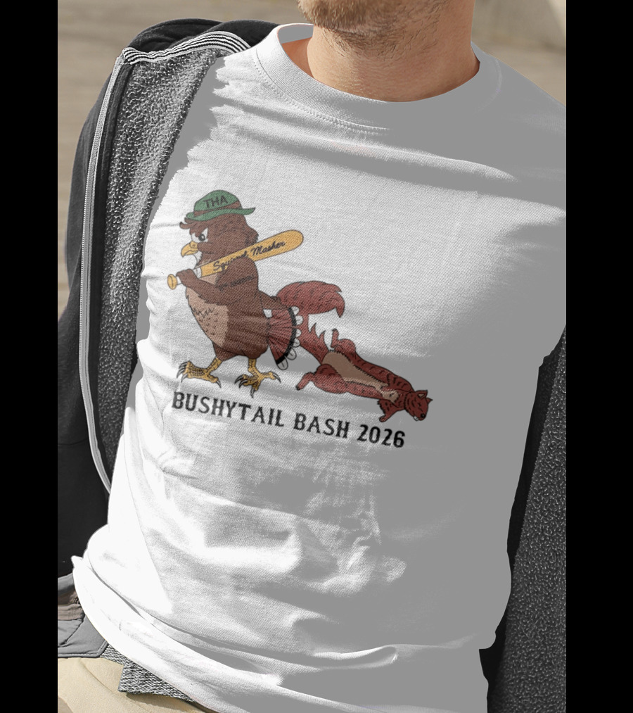 Bushytail Bash 2026 THA Squirrel Masher Owl Baseball T-Shirt