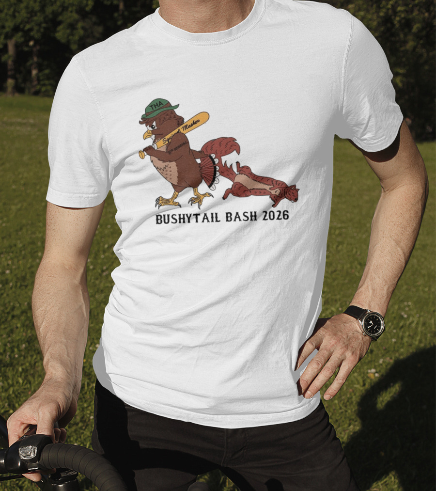 Bushytail Bash 2026 THA Squirrel Masher Owl Baseball T-Shirt