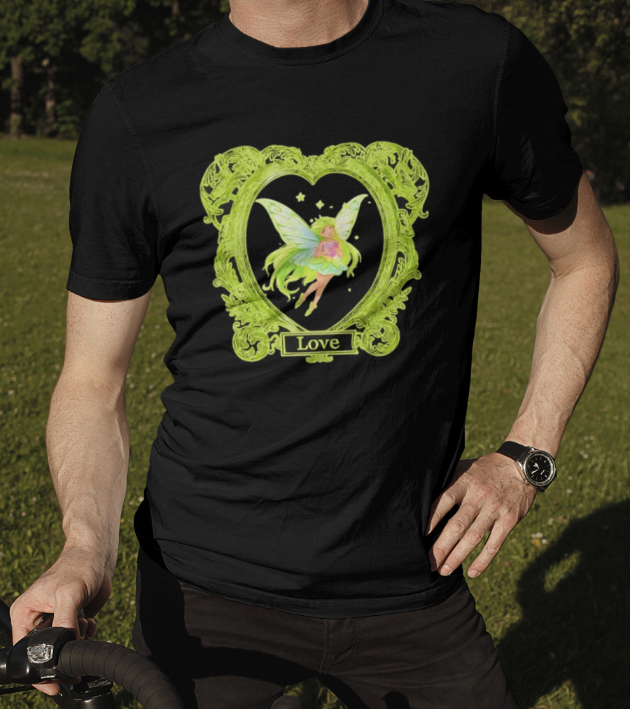 Love Angel Fairy In Ornate Heart Frame T-Shirt