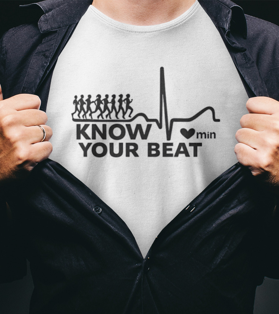 Know Your Beat Heartbeat Running Steps With Heart Rate Min T-Shirt