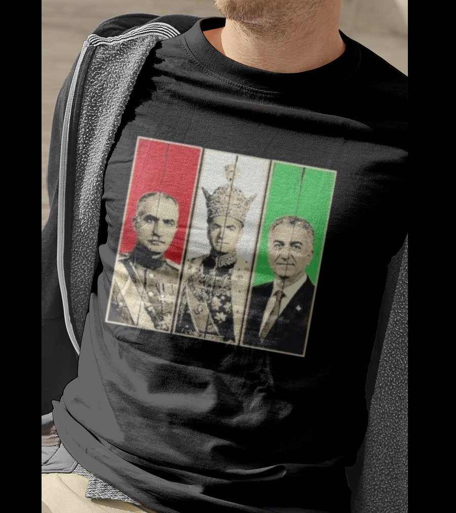 Pahlavi Dynasty Generations Reza Shah Mohammad Reza Iran Flag T-Shirt