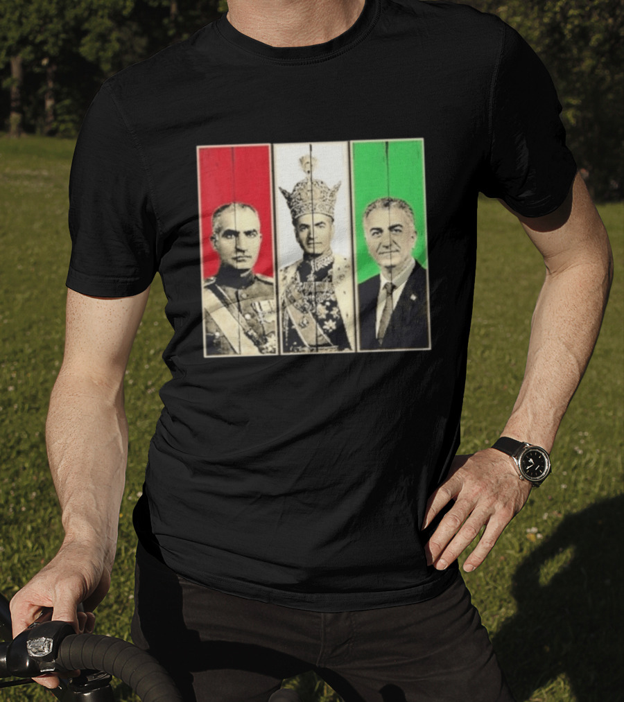 Pahlavi Dynasty Generations Reza Shah Mohammad Reza Iran Flag T-Shirt