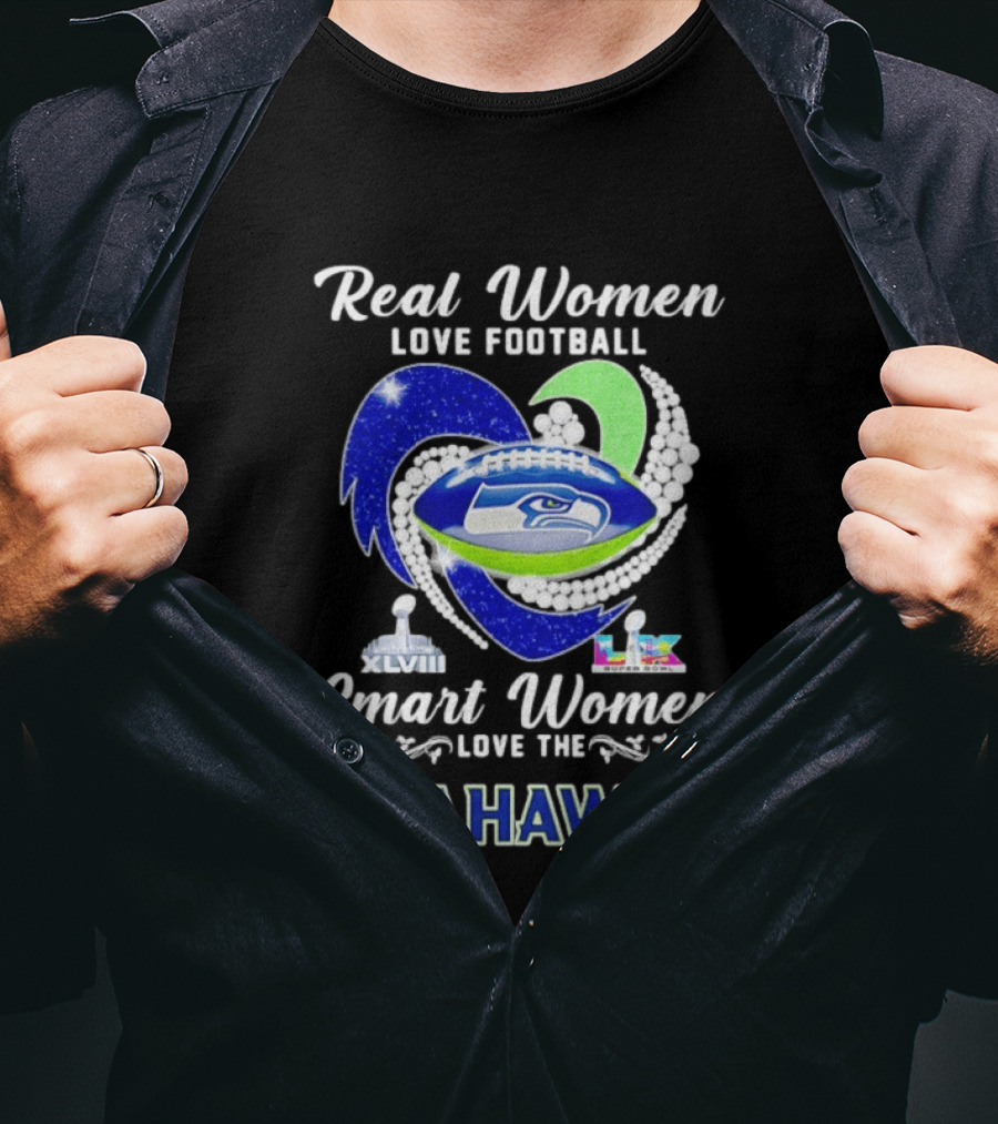 Real Women Love Football Smart Women Love The Seattle Seahawks Super Bowl XLVIII Champions T-Shirt